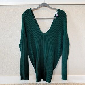 Emerald Green V-Neck Sweater